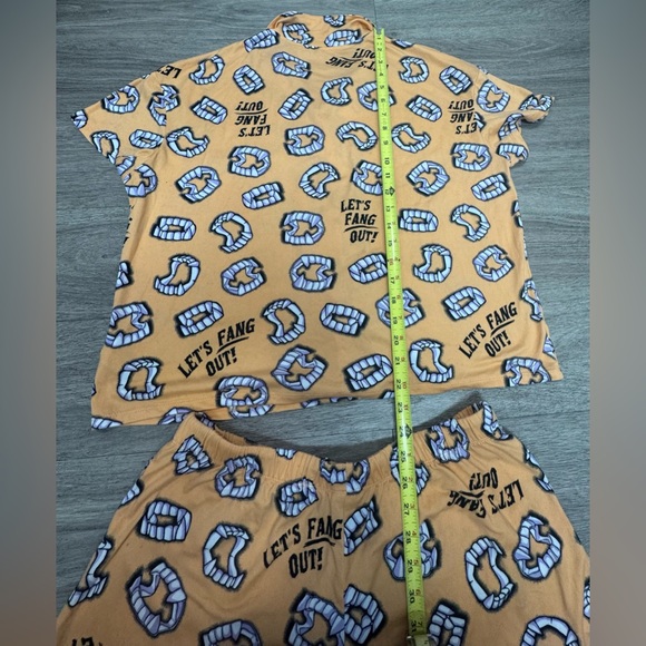 Women's Orange Pajama Set with Fun Print - Picture 3 of 5